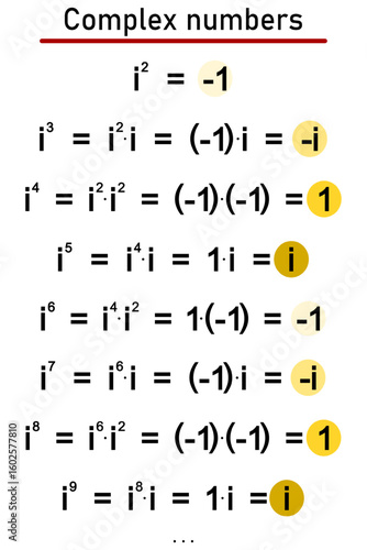Exponentiation of complex numbers in algebraic form - powers of imaginary unit