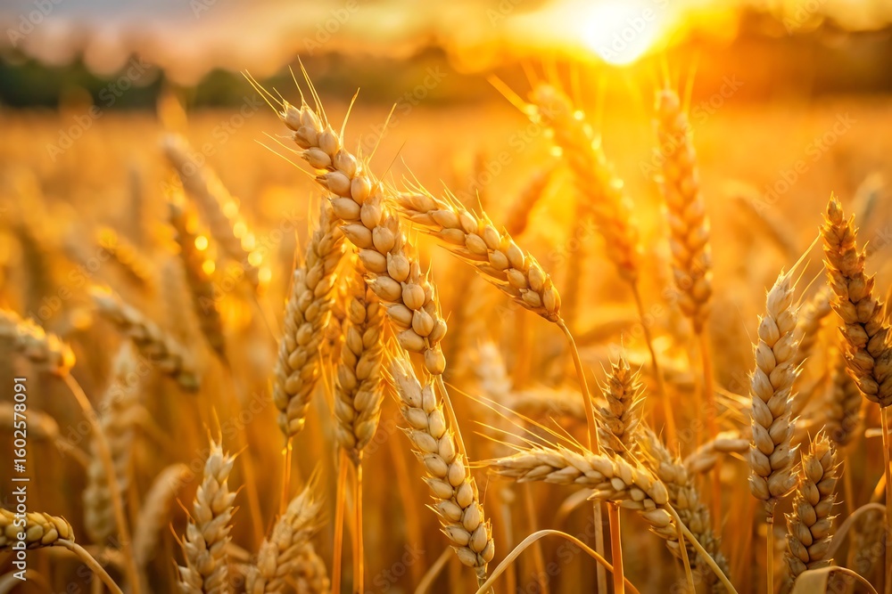 Fototapeta premium Golden Wheat Field at Sunset