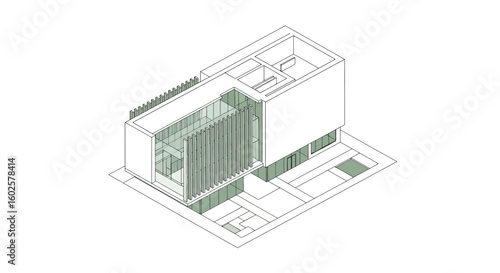 Modern house architecture isometric view building facade