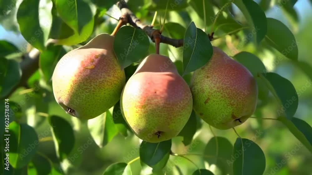Pears hanging on a tree branch Pears hanging on a tree branch