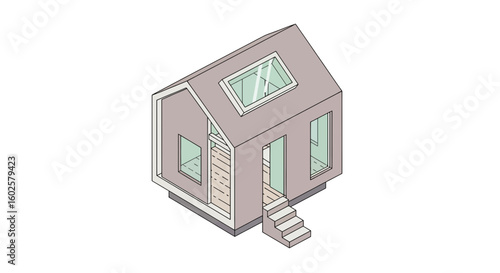 Wallpaper Mural Tiny house isometric view simple home structure Torontodigital.ca