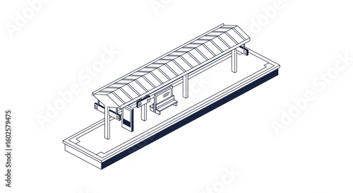 Train station platform outline sketch for transportation design