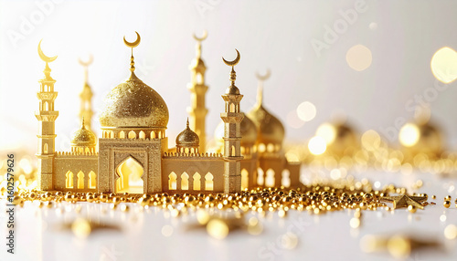 Wallpaper Mural Golden Mosque Miniature with Glitter Torontodigital.ca