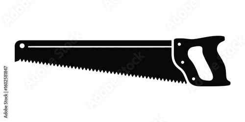 Hand Saw Black Silhouette Illustration for Woodworking and Carpentry