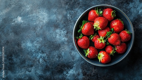 Fresh organic strawberry fruit background Top view close-up. 
