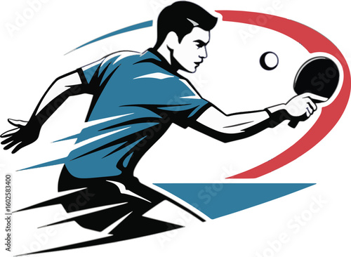 Dynamic table tennis sports logo and illustration
