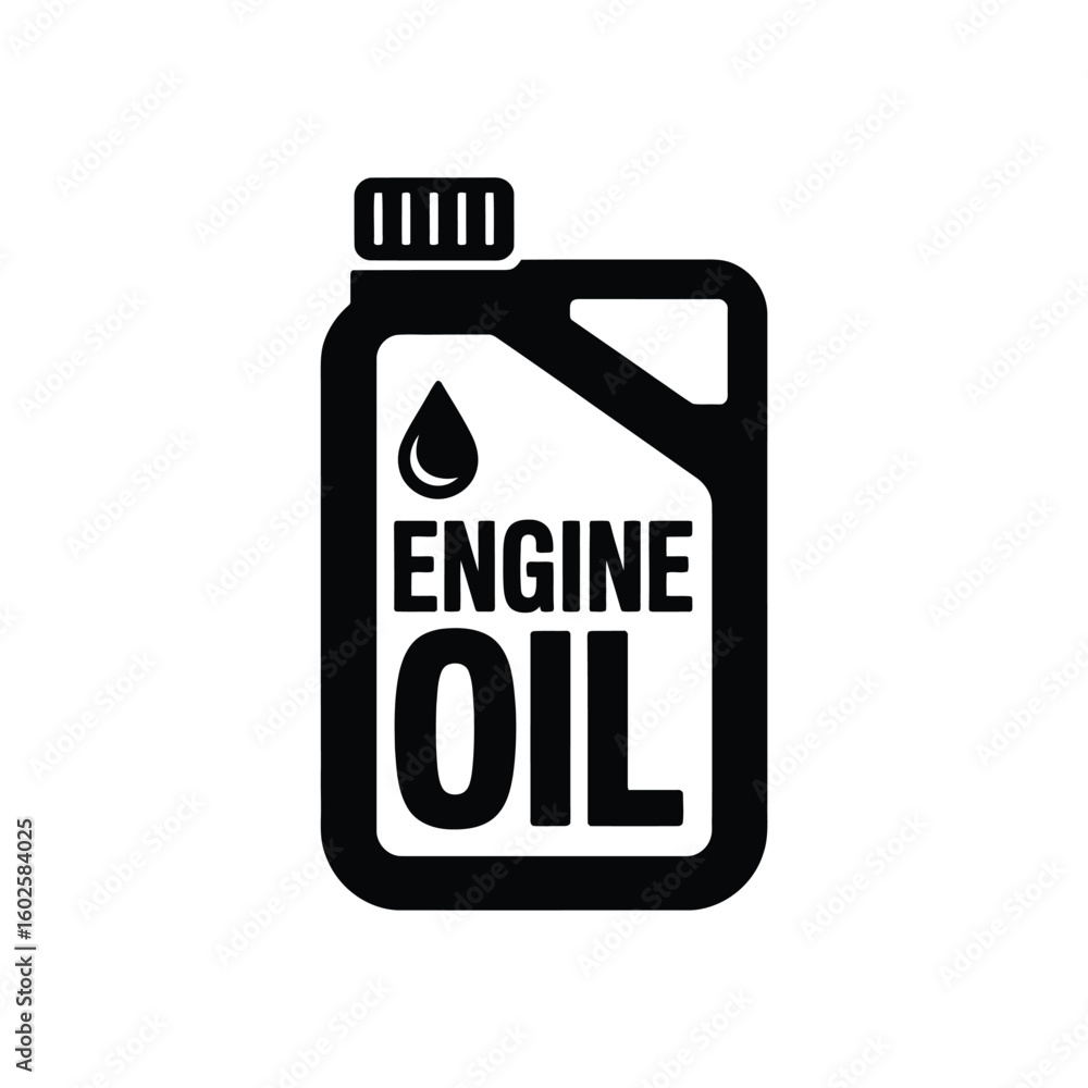 Black and white engine oil bottle icon for automotive industry Black and white engine oil bottle icon for automotive industry