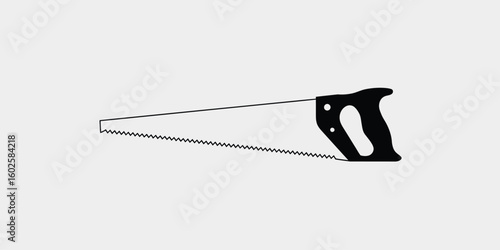 Simple Black and White Illustration of a Hand Saw Tool