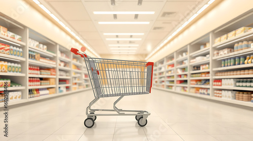 Wallpaper Mural Modern Grocery Store Aisle with Empty Cart – Retail Perspective Torontodigital.ca