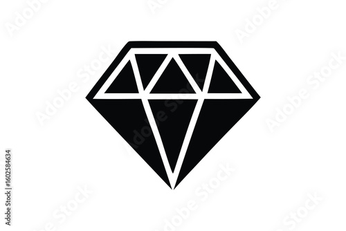 Vector art of a stylized black diamond shape isolated on white background