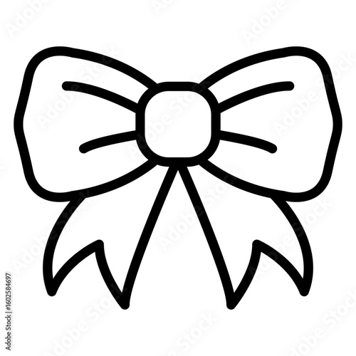 Decoración navideña. Icono lazo de cinta con líneas 