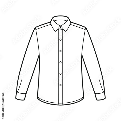 Outline illustration of a classic long sleeved button down shirt