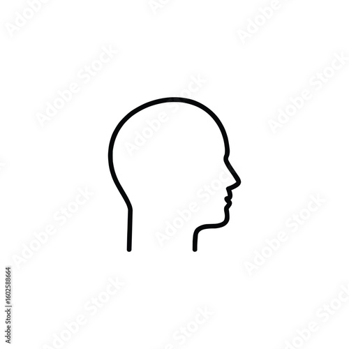 black Head line silhouette icon isolated on white background. Profile contour. Vector illustration.