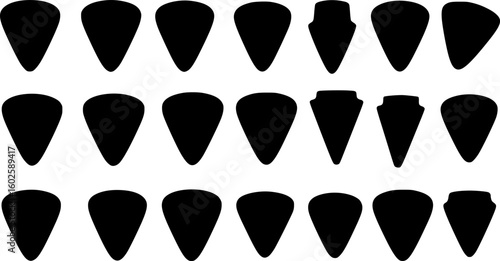 A black and white silhouette of a plectrum
