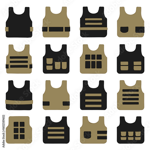 A tactical bulletproof vest set body armor in varied designs and colors for protection gear enthusiasts