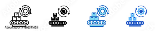 Manufacturing Process  Icon Set Multiple Style Collection