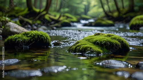 Wallpaper Mural Mossy Rocks in Forest Stream Torontodigital.ca