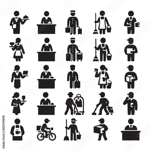 Service staff professions hospitality industry vector