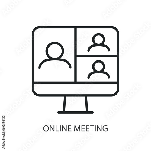 Online meeting thin line vector icons.