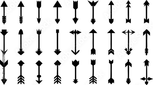 Diverse Arrow Icon Collection Black and White Graphic Design Elements Arrows