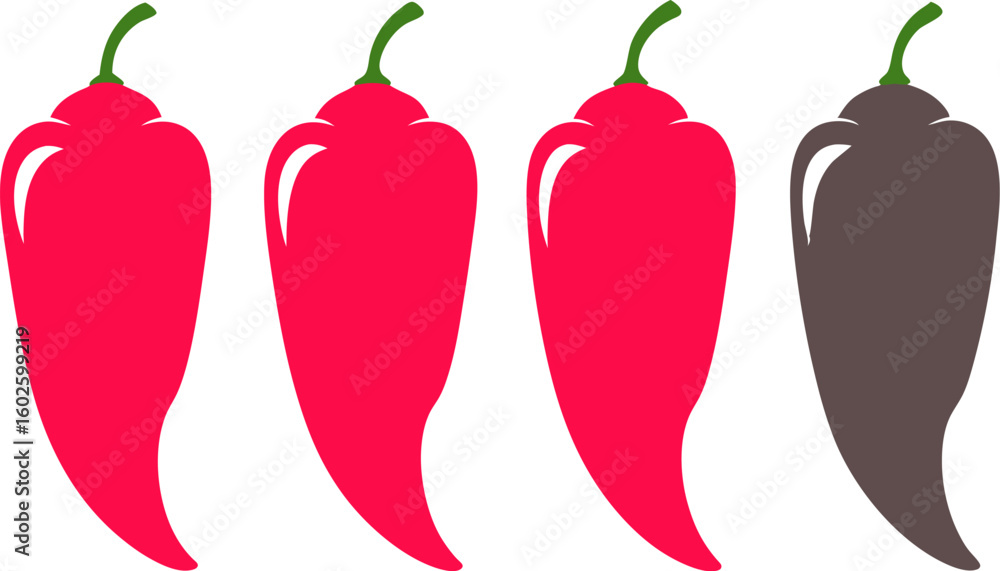 Fototapeta premium Three vibrant red chili peppers Vector Design