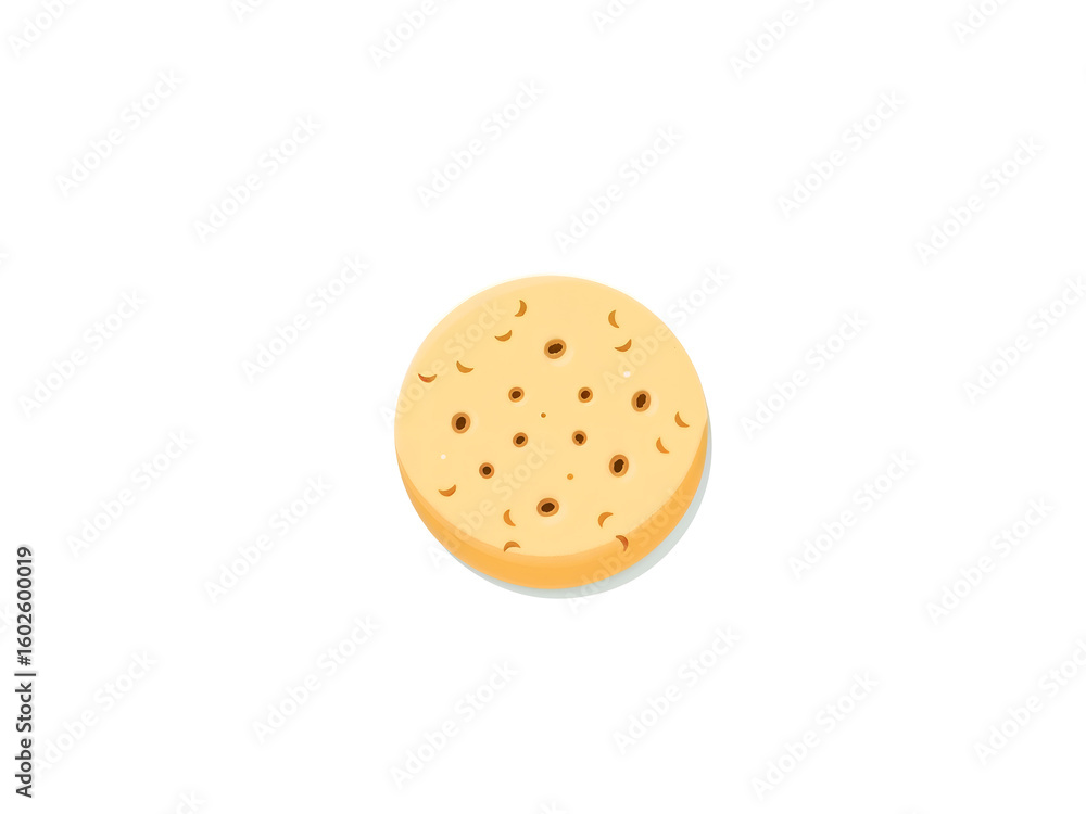 Vector illustration of a round sandwich cookie with holes on top, yellow baked texture, isolated on white background. Generative AI Vector illustration of a round sandwich cookie with holes on top, yellow baked texture, isolated on white background. Generative AI