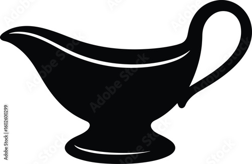 Silhouette gravy boat kitchenware condiment serving sauce Vector Illustrator