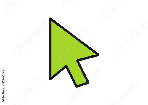 緑色のマウスポインタの単体イラスト