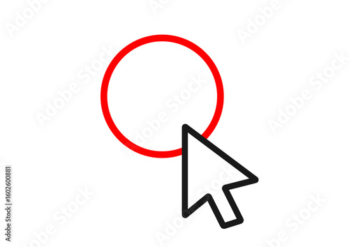 先端に赤い丸がついているマウスポインタのイラスト
