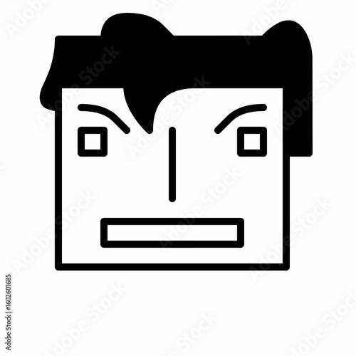 Angry or Stern Man Face Icon - Avatar, User Profile, or Displeased Expression