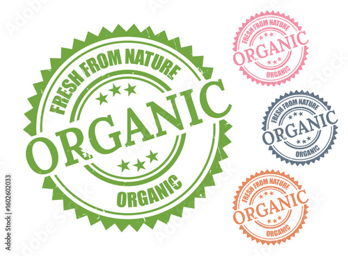 Fresh From Nature Organic Label Pack, Rustic Rubber Stamp Design Vectors  