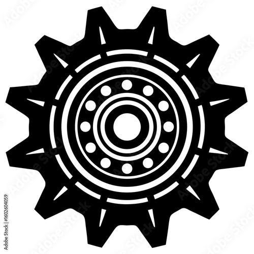 Mechanical cogwheel gear wheel machine element silhouette vector illustration