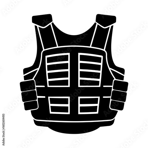 Depicts a tactical black vest silhouette vector illustration