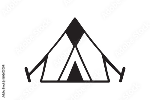 Army Tent icon silhouette vector with white background