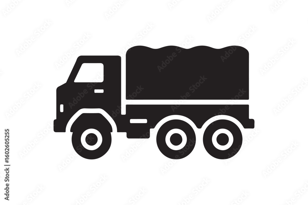 Army Truck icon silhouette vector with white background Army Truck icon silhouette vector with white background
