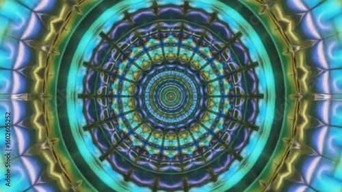 Kaleidoscope Pattern with Blue-Green Tones