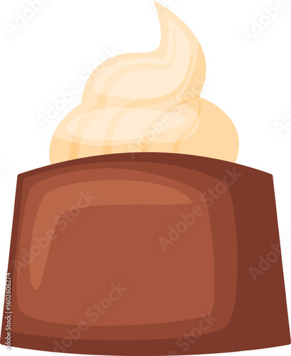 Swirling creamy vanilla buttercream frosting atop a rich, moist square chocolate cake, creating an irresistible dessert that tempts with its sweetness and indulgent flavor
