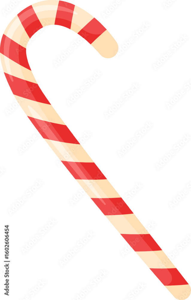 Traditional Christmas candy cane featuring vibrant red and white stripes, curving elegantly and representing the joy of holiday treats and festive celebrations during the winter season Traditional Christmas candy cane featuring vibrant red and white stripes, curving elegantly and representing the joy of holiday treats and festive celebrations during the winter season