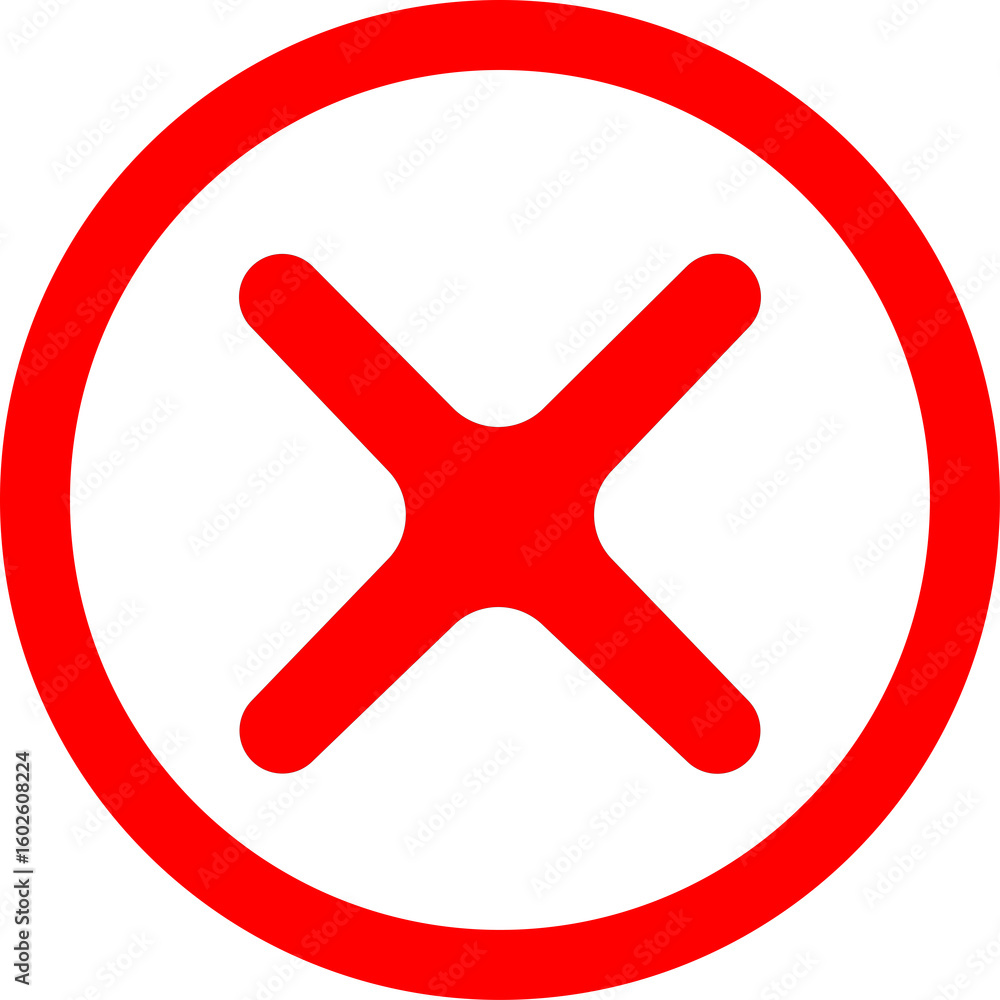 Obraz premium Red Cancel Button Icon on Transparent Background PNG