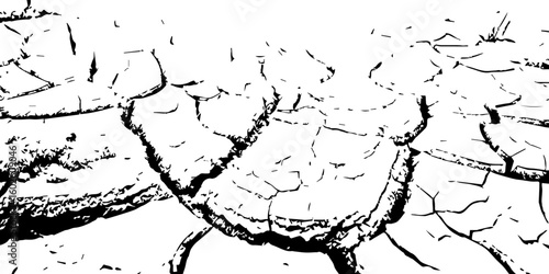 "Abstract grunge black and white cracked earth texture background, symbolizing extreme dryness and drought, Perfect for environmental themes, climate change, desert landscapes"