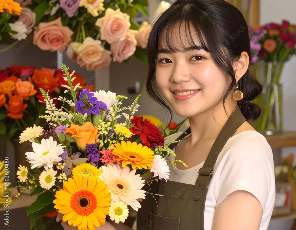 アルバイトかな、明るい花屋の女性 アルバイトかな、明るい花屋の女性