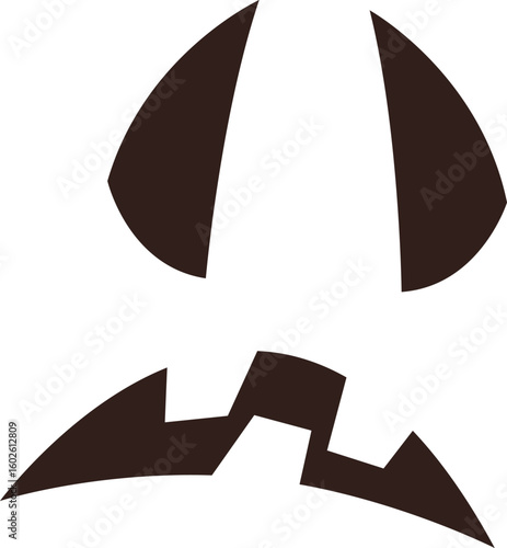 Minimalist vector illustration featuring a sad carved pumpkin face, evoking feelings of gloom and melancholy. Ideal for Halloween decorations and enhancing a spooky atmosphere