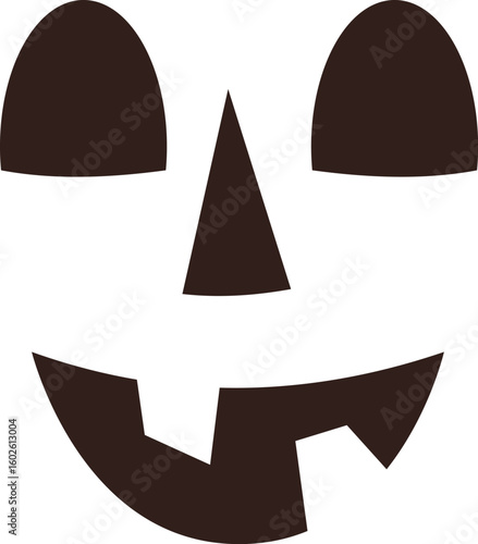 Minimalist Halloween pumpkin carving stencil showcasing a spooky, smiling face, ideal for crafting festive decorations and enhancing autumn celebrations with a touch of fun