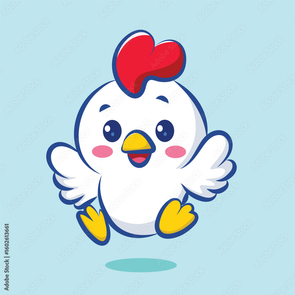 Fototapeta premium hand drawn cute cartoon character chicken is happy for elements, clipart , sticker, logo