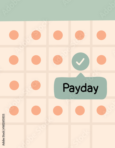 Payday Reminder.Calendar app on phone with payday marked, designed in soft pastel tones.