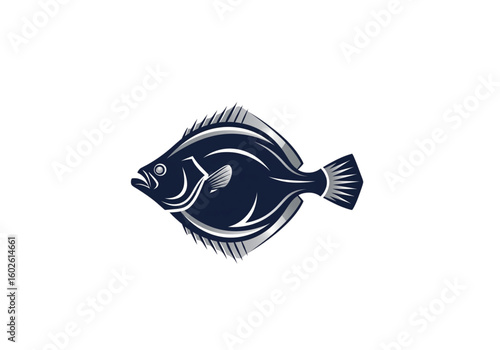 Corporate Turbot Fish Emblem Vector, Professional Seafood B2B Logo, Stylized Brand Icon