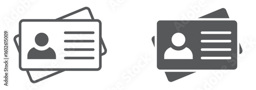 ID Card icon set. ID Card icon collection. Driver's license Identification card icon symbol. ID Badge Symbol. Identity sign. Vector illustration.