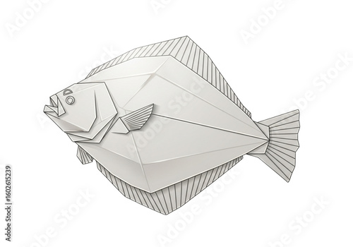 Origami Fish Papercraft Vector Illustration. Geometric Folded Paper Flat Fish Logo Icon.