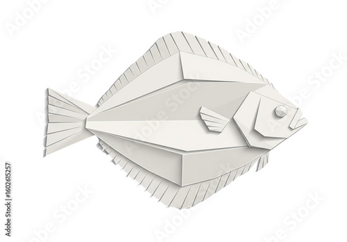 Origami Fish Papercraft Vector Illustration. Geometric Folded Paper Flat Fish Logo Icon.