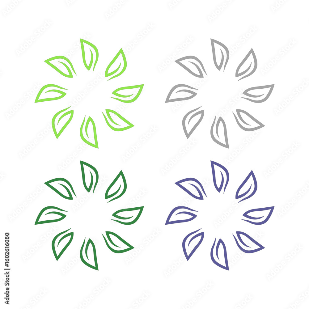 Obraz premium NATURAL PRODUCT LEAVES IN CIRCLE SIGN SYMBOL LOGO 